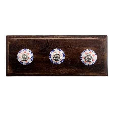 Hybiscus Red Flower Ceramic Wooden Hooks